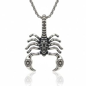 Silver Scorpion Pendant Necklace Women's Floral Claw Gothic Chain Jewelry